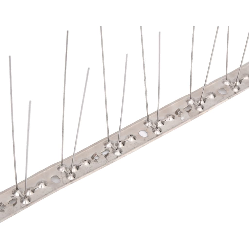 vidaXL Bird and Pigeon Spikes with 2 Rows 20 pcs 10 m Stainless Steel