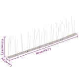 vidaXL Bird and Pigeon Spikes with 2 Rows 20 pcs 10 m Stainless Steel