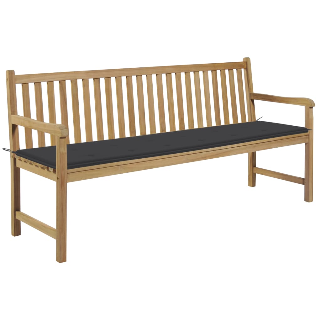 vidaXL Tuinbank met antracietkleurig kussen 175 cm massief teakhout