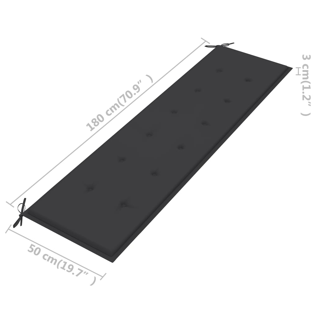 vidaXL Tuinbank met antracietkleurig kussen 175 cm massief teakhout