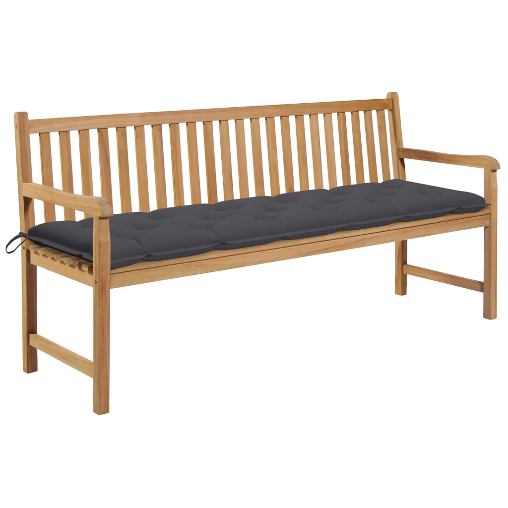 vidaXL Tuinbank met antracietkleurig kussen 175 cm massief teakhout