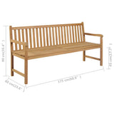 vidaXL Tuinbank met antracietkleurig kussen 175 cm massief teakhout