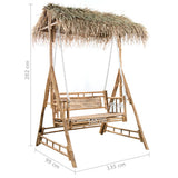 vidaXL Schommelbank 2-zits met palmbladeren en kussen 202 cm bamboe