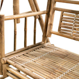 vidaXL Schommelbank 2-zits met palmbladeren en kussen 202 cm bamboe