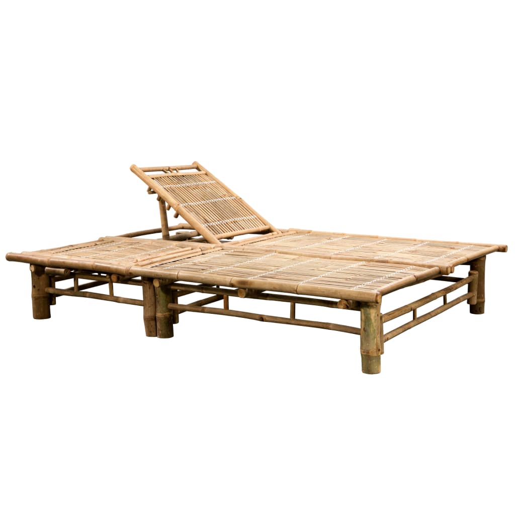 vidaXL 2-person Sun Lounger with Cushions Bamboo