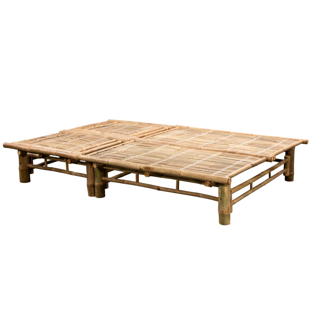 vidaXL 2-person Sun Lounger with Cushions Bamboo