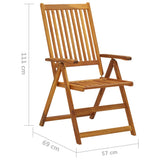vidaXL Garden Chairs 2 pcs adjustable with cushions solid acacia wood