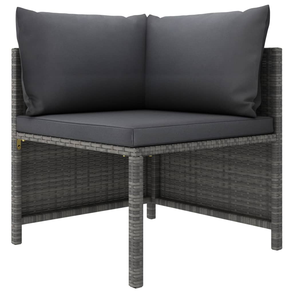 vidaXL 3-Piece Lounge Set with Cushions Poly Rattan Grey