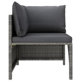 vidaXL 3-Piece Lounge Set with Cushions Poly Rattan Grey