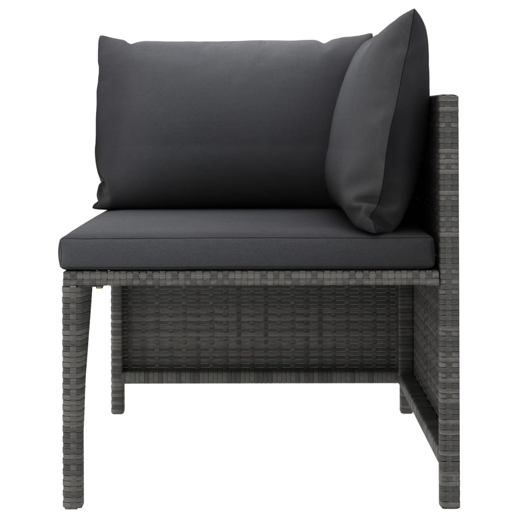 vidaXL 3-Piece Lounge Set with Cushions Poly Rattan Grey