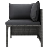 vidaXL 3-Piece Lounge Set with Cushions Poly Rattan Grey