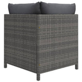 vidaXL 3-Piece Lounge Set with Cushions Poly Rattan Grey