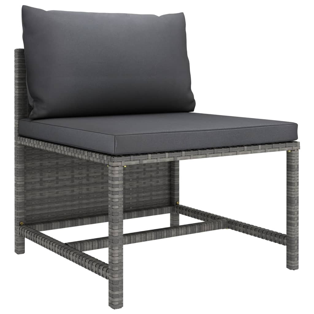 vidaXL 3-Piece Lounge Set with Cushions Poly Rattan Grey