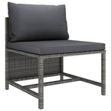 vidaXL 3-Piece Lounge Set with Cushions Poly Rattan Grey