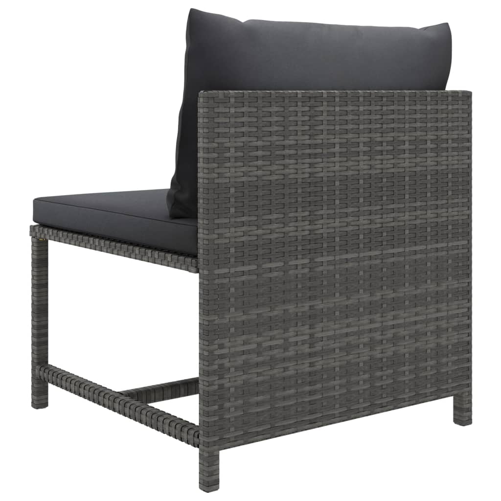 vidaXL 3-Piece Lounge Set with Cushions Poly Rattan Grey