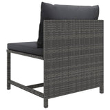 vidaXL 3-Piece Lounge Set with Cushions Poly Rattan Grey