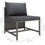 vidaXL 3-Piece Lounge Set with Cushions Poly Rattan Grey