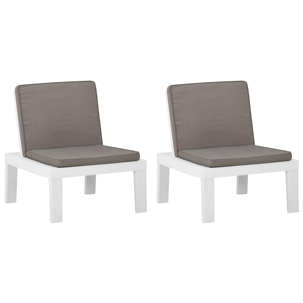 vidaXL Lounge Chairs 2 pcs with cushions plastic white