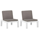 vidaXL Lounge Chairs 2 pcs with cushions plastic white