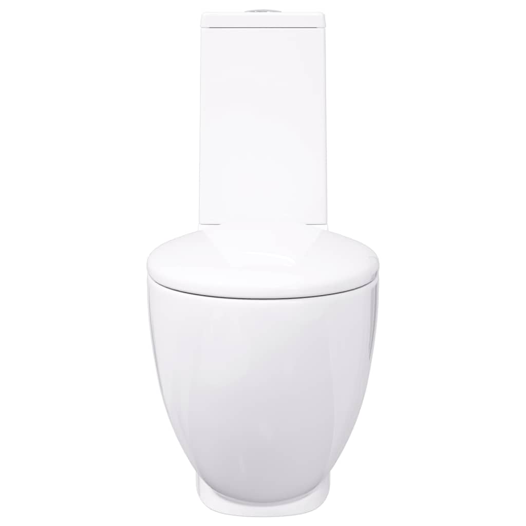 vidaXL Toilet Round Bottom Outlet Ceramic White