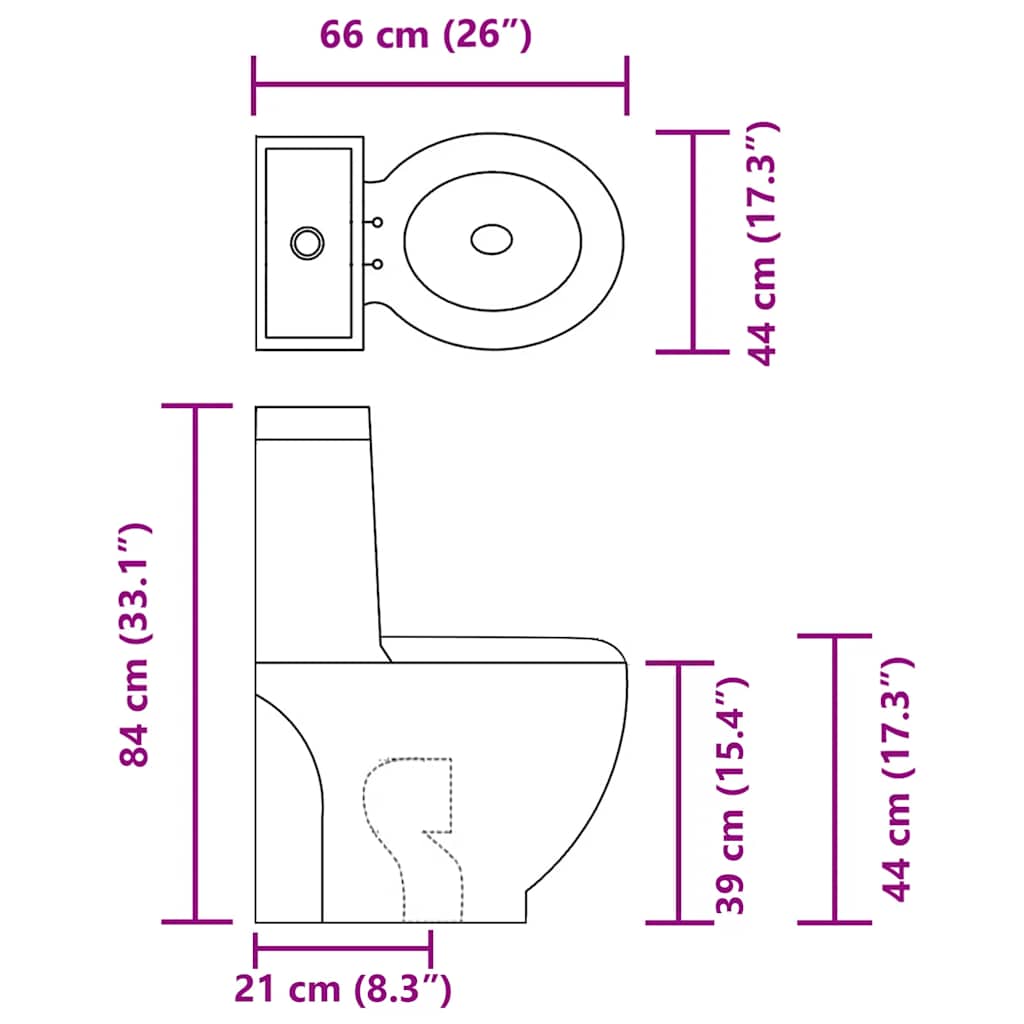 vidaXL Toilet Round Bottom Outlet Ceramic White