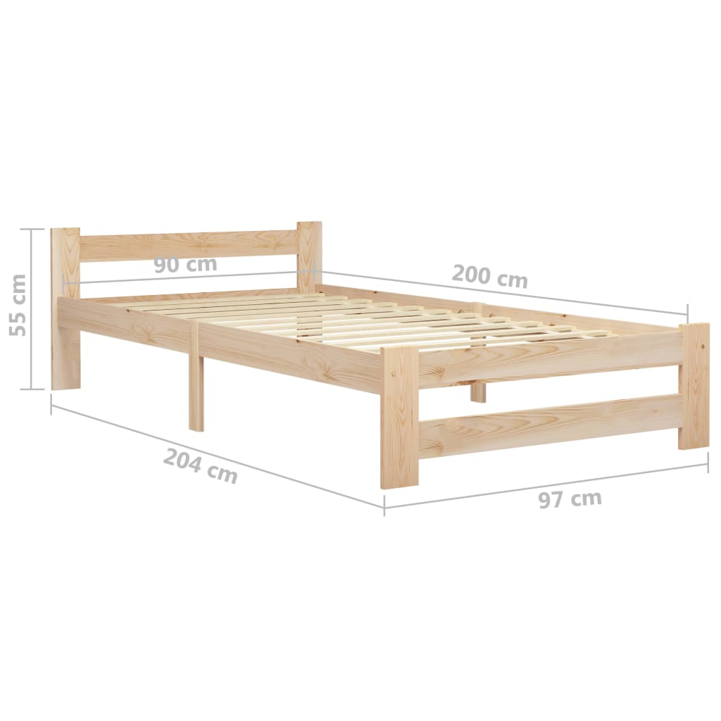 vidaXL Bedframe massief grenenhout 90x200 cm