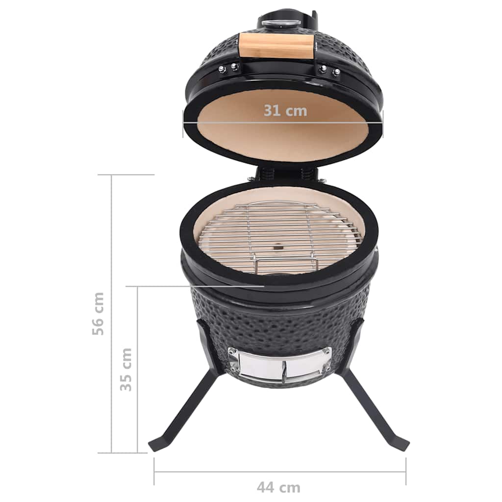 vidaXL Kamado barbecue 2-in-1 56 cm ceramic black