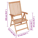 vidaXL Garden Chairs 4 pcs adjustable solid teak wood