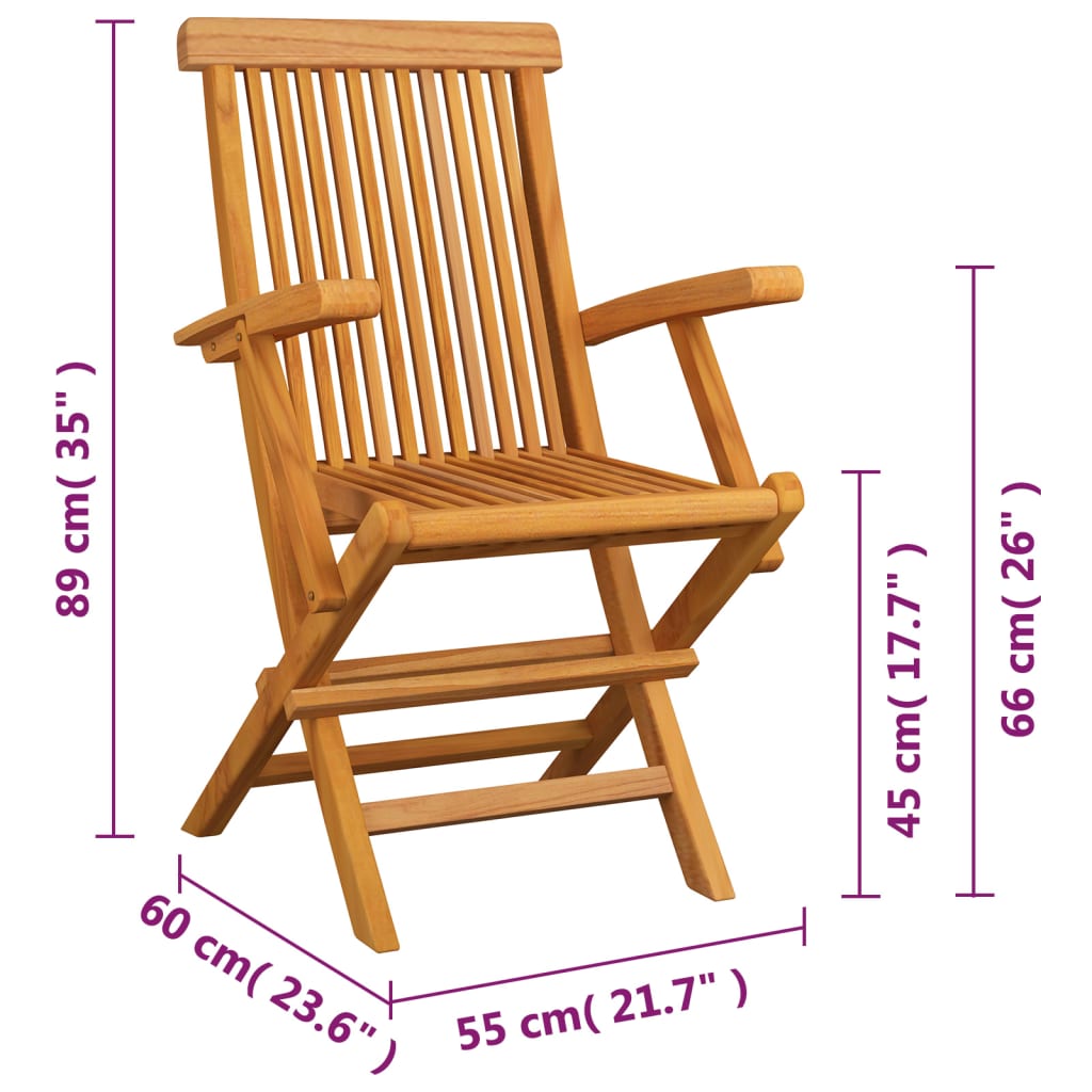 vidaXL Garden Chairs 4 pcs folding solid teakwood
