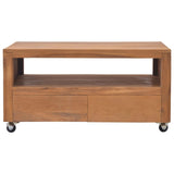 vidaXL Tv-meubel met wielen 80x50x42 cm massief teakhout