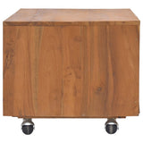 vidaXL Tv-meubel met wielen 80x50x42 cm massief teakhout