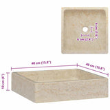 vidaXL Sink 40x40x10 cm marble cream