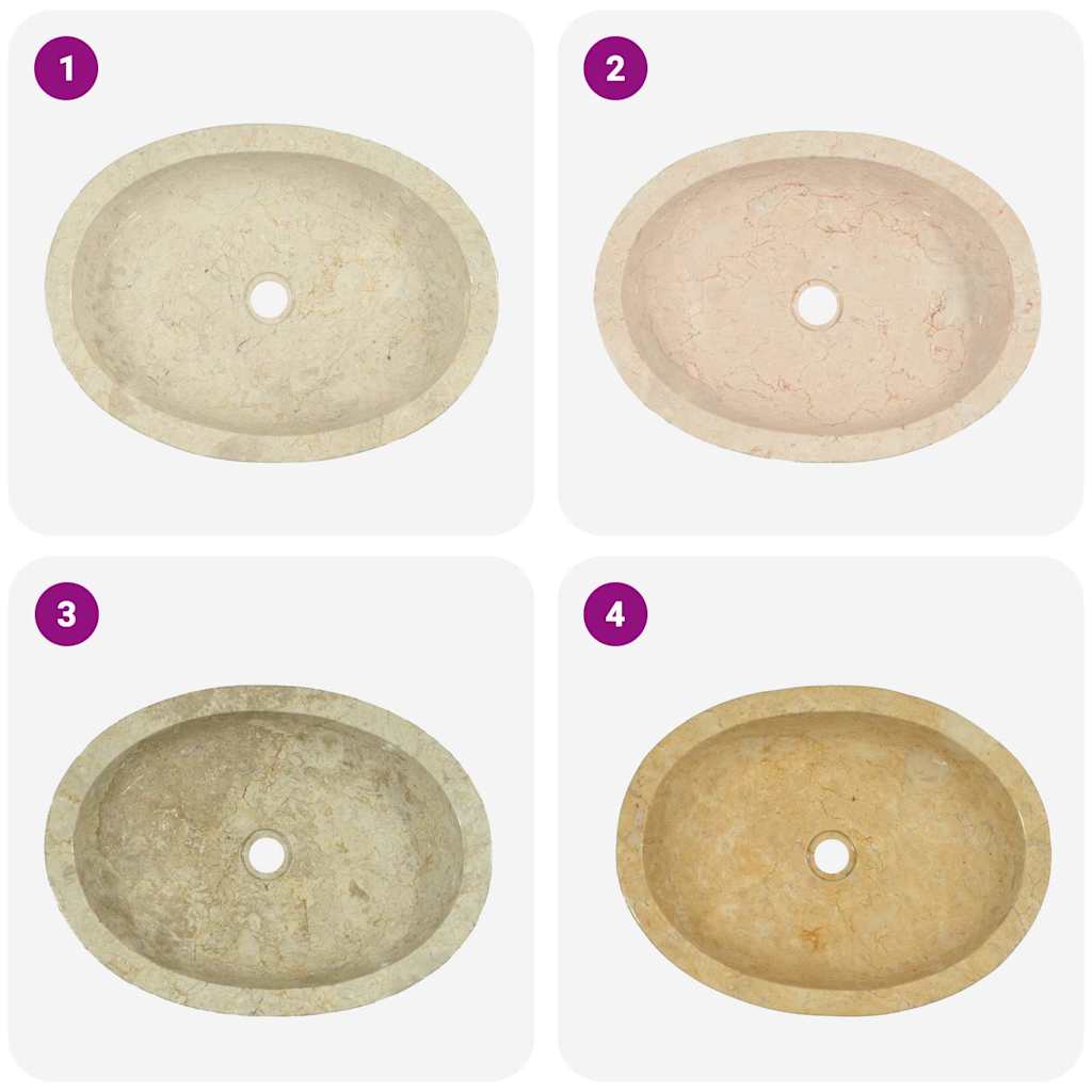 vidaXL Sink 53x40x15 cm marble cream