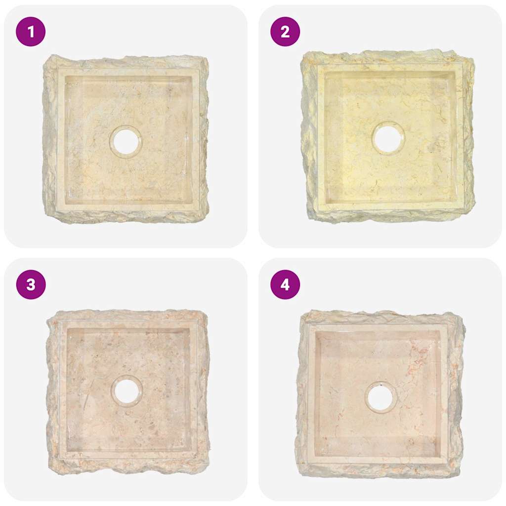 vidaXL Sink 30x30x13 cm Marble Cream