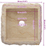 vidaXL Sink 30x30x13 cm Marble Cream