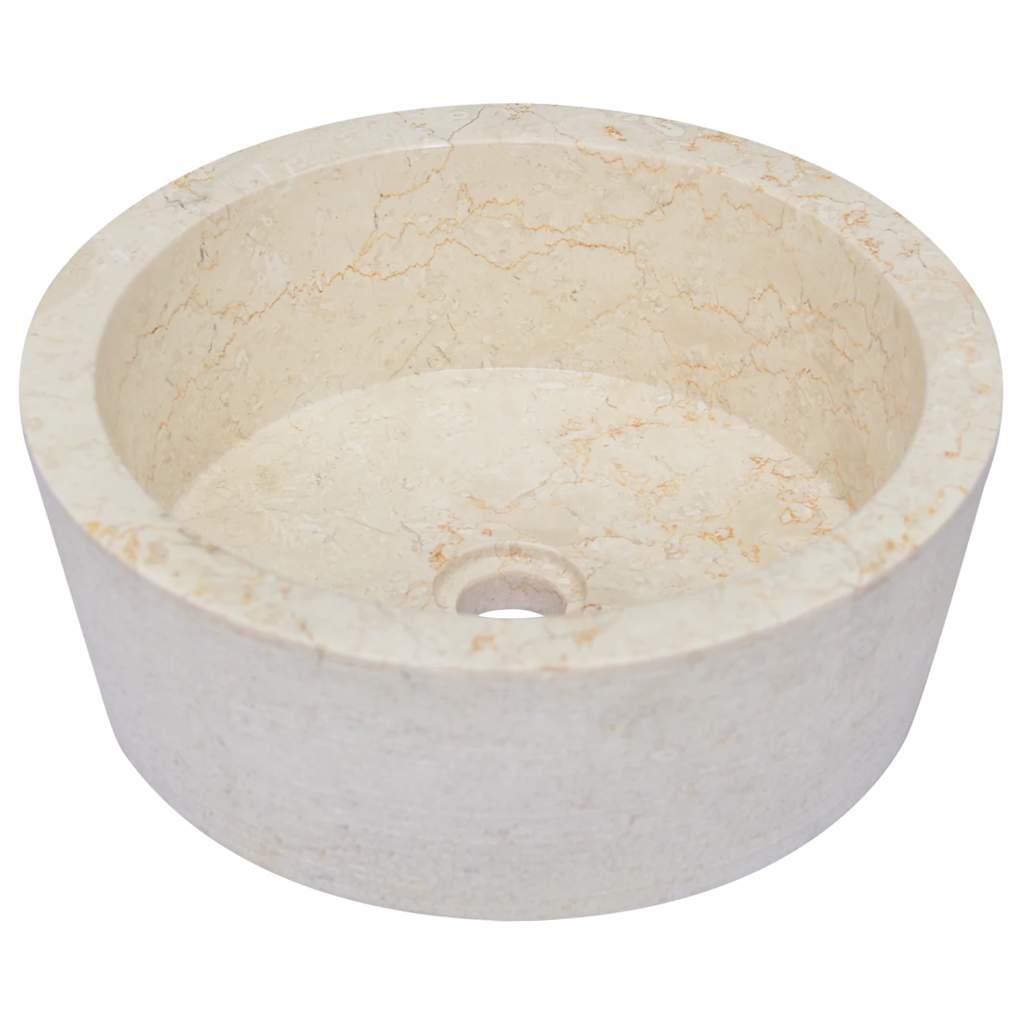 vidaXL Sink Ø40x15 cm marble cream