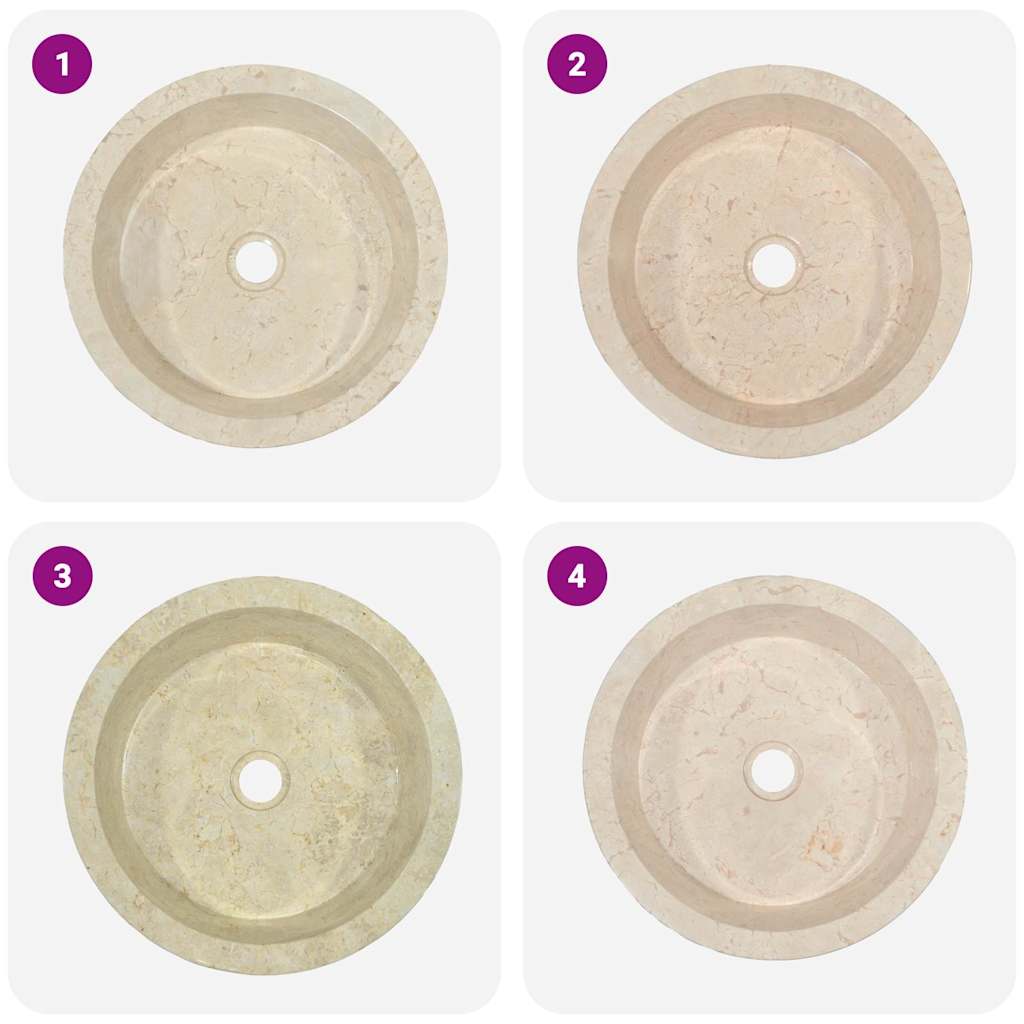 vidaXL Sink Ø40x15 cm marble cream