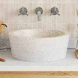 vidaXL Sink Ø40x15 cm marble cream