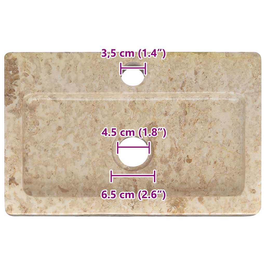 vidaXL Wastafel wandgemonteerd 38x24x6,5 cm marmer crèmekleurig