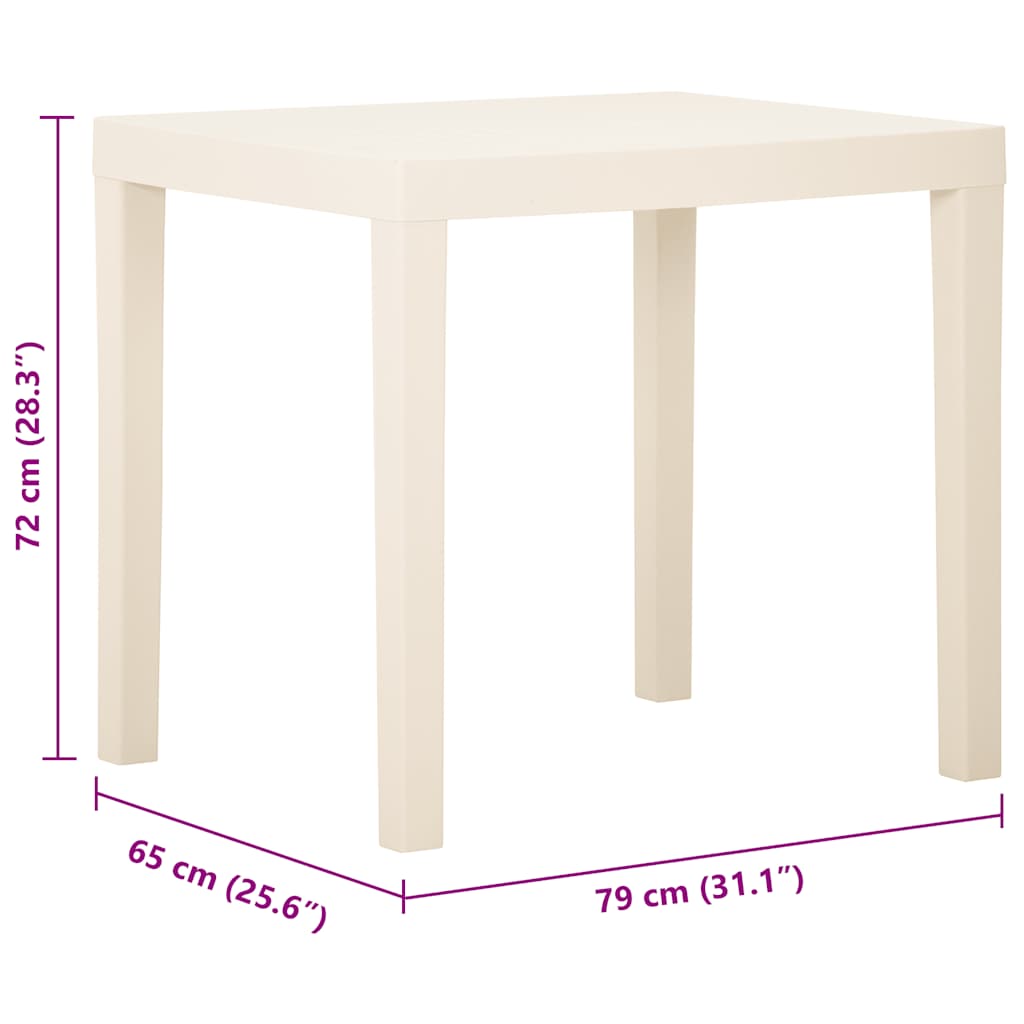 vidaXL Tuintafel 79x65x72 cm kunststof wit