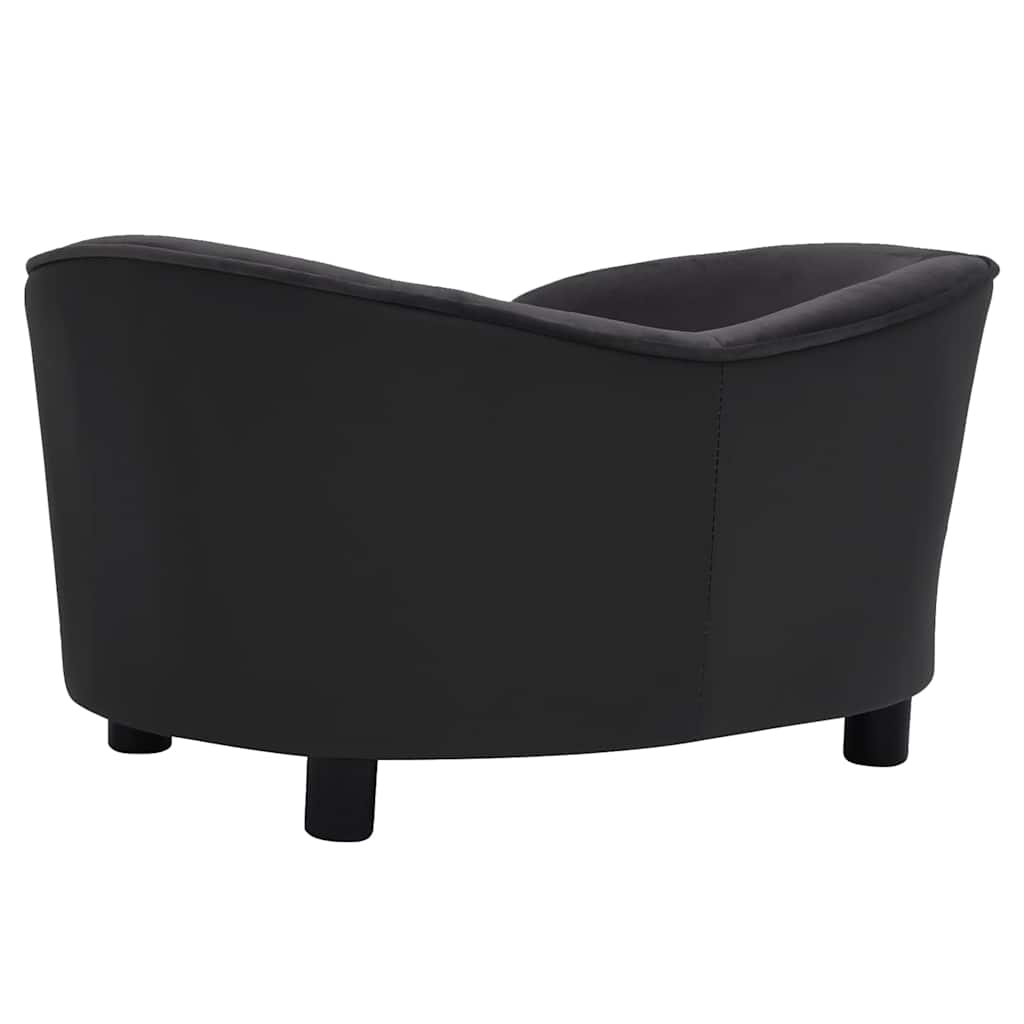 vidaXL Hondenbank 69x49x40 cm pluche en kunstleer zwart