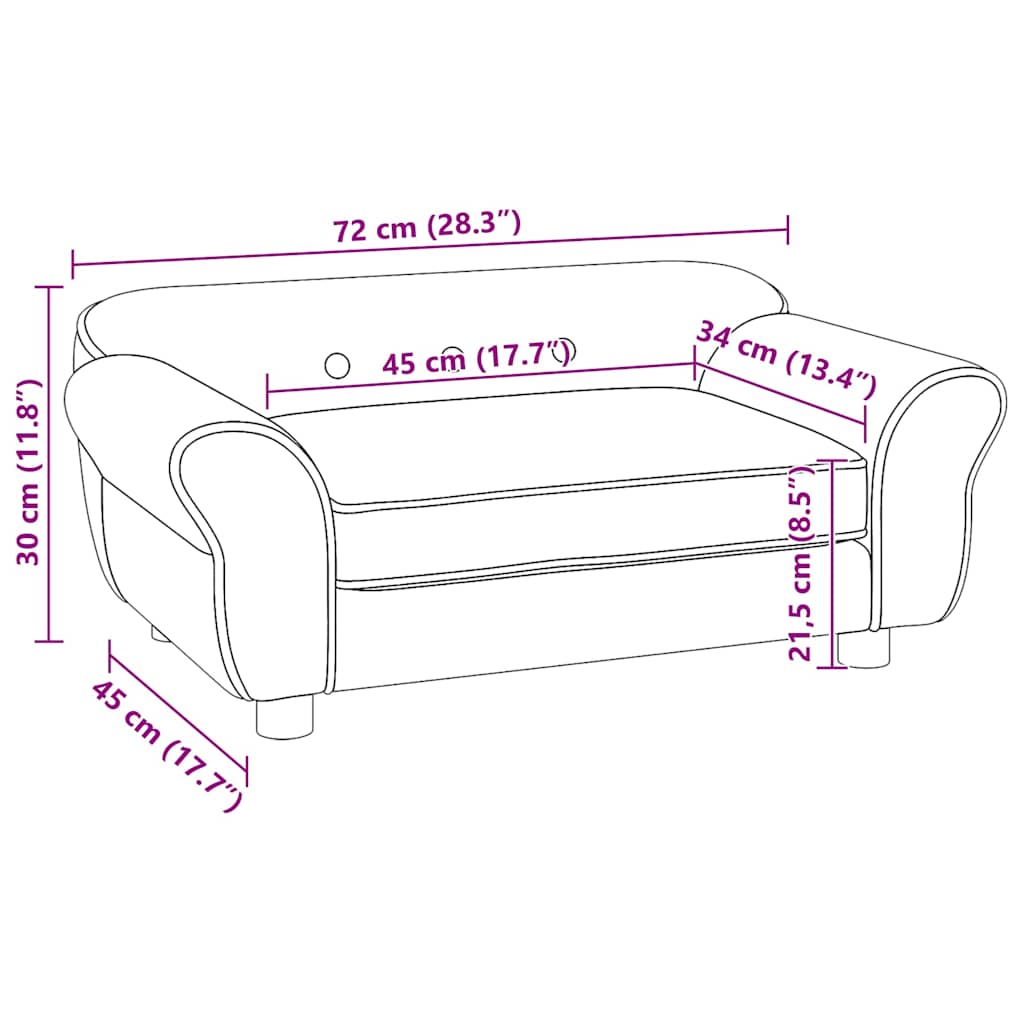 vidaXL Dog Sofa 72x45x30 cm Plush Black