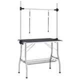 vidaXL Adjustable Dog Grooming Table with 2 Loops and Storage Shelf