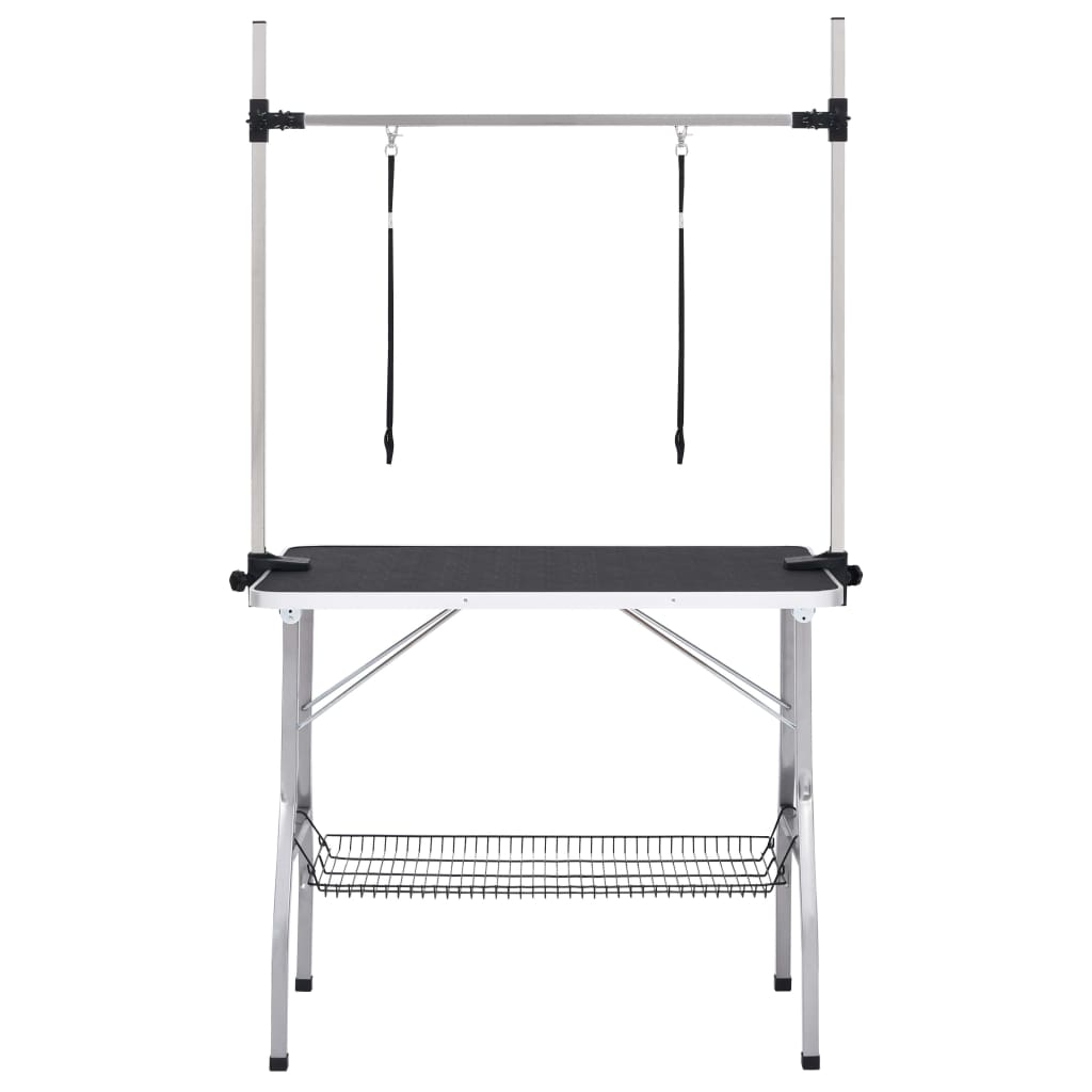 vidaXL Adjustable Dog Grooming Table with 2 Loops and Storage Shelf