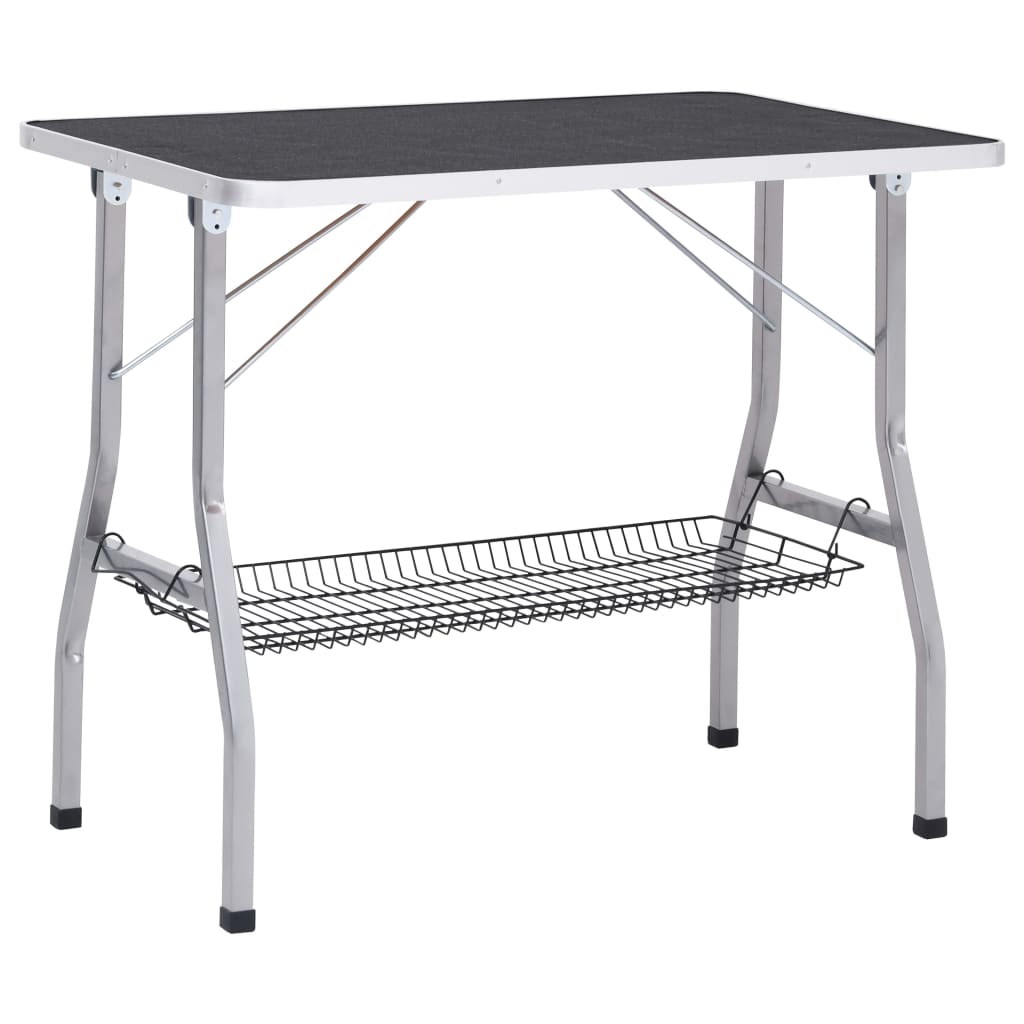 vidaXL Adjustable Dog Grooming Table with 2 Loops and Storage Shelf