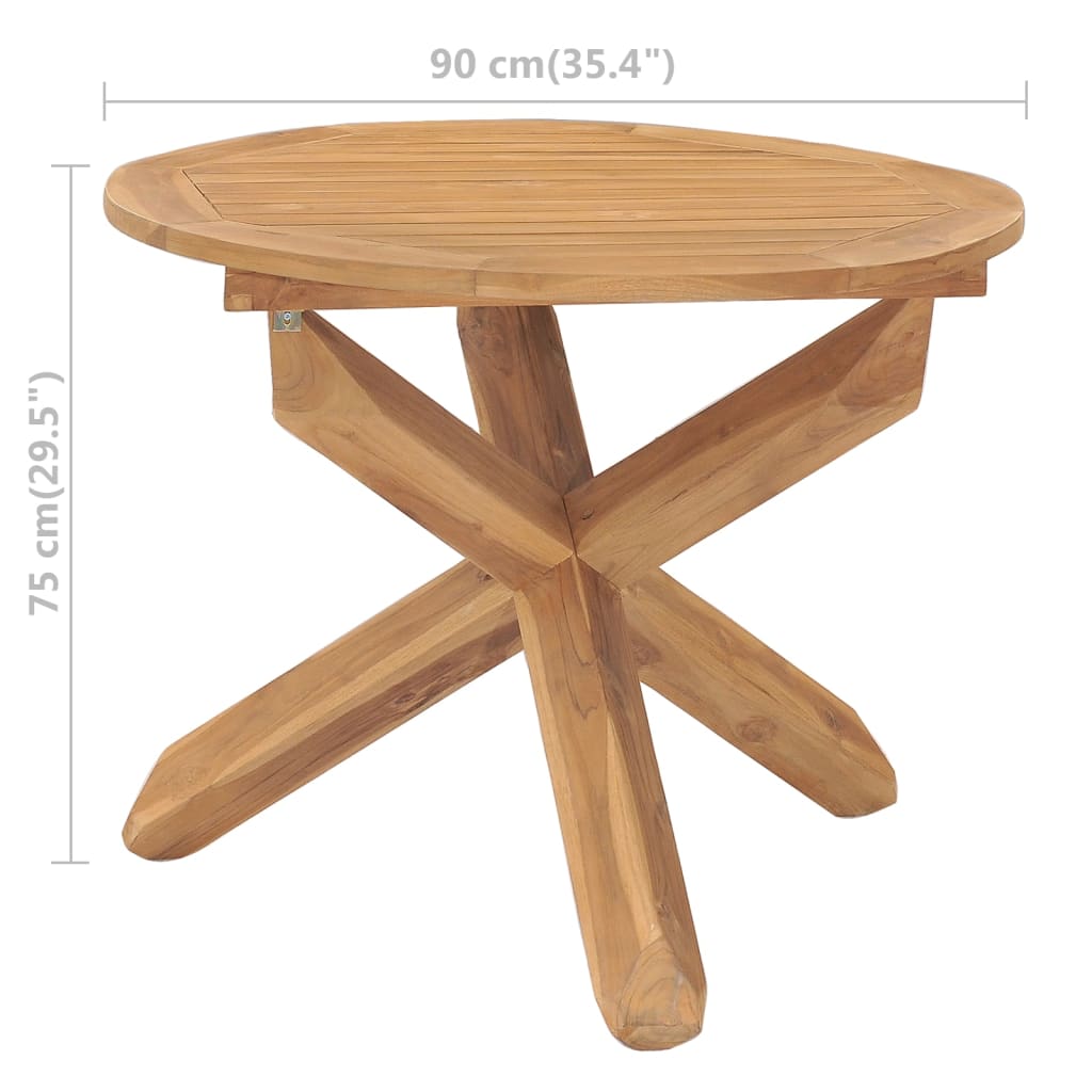 vidaXL Tuintafel Ø90x75 cm massief teakhout