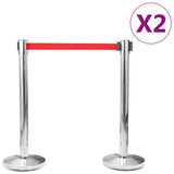 vidaXL Stanchion Posts 4 pcs with belts stainless steel silver-coloured