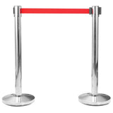 vidaXL Stanchion Posts 4 pcs with belts stainless steel silver-coloured