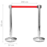 vidaXL Stanchion Posts 4 pcs with belts stainless steel silver-coloured