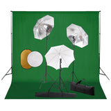 vidaXL Photo Studio Kit with Lights, Umbrellas, Background, and Reflector